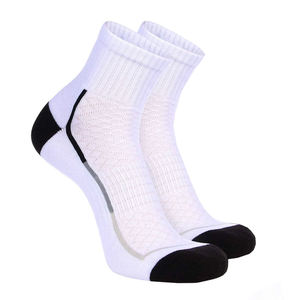 Chaussettes blanches mi-mollet avec bout et talon noirs, en coton respirant tricoté, compression, absorbantes, pour la course à pied, adultes, automne - Product Image 4