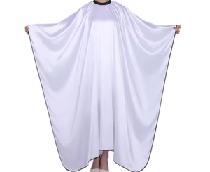 Bata de Barbero Impermeable de Poliéster y Seda Blanca con Detección de Agujas y Fusión sin Costuras Unisex - Product Image 1