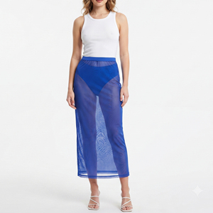 Falda de malla transparente de cintura alta para mujer, falda sexy transparente hasta la rodilla, falda transparente de verano para mujer, faldas transparentes para discoteca - Product Image 1