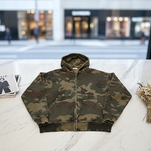 Sweat-shirt à capuche camouflage pour homme, coupe classique, 100% coton, tissu éponge français respirant, style décontracté pour l'automne - Product Image 2