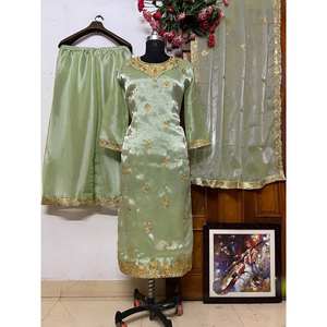 Beautiful <b>Silky</b> Salwar Kameez <b>Top</b> and Bottom Set with Dupatta for Party Wear - Product Image 1