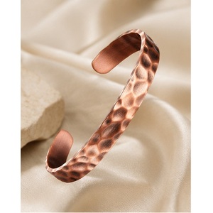 Handmade Solid Copper Flat Band Bangle Vintage Antique Hammered Copper Cuff Bracelet - Product Image 1