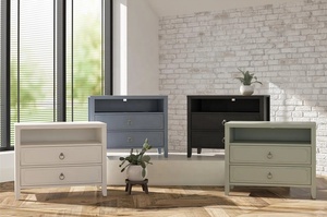 Luxury Wood Bedside <b>Table</b> With Dual Drawers Elegant Handles Spacious Storage Modern Design Perfect For Bedroom Decor - Product Image 4