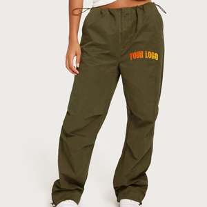 High Demand OEM Custom Green Oversized Fit <b>Wide</b> <b>Leg</b> <b>Jogger</b> With Piping Windbreaker Women's Sweatpants Women's Pants & Trousers - Product Image 1