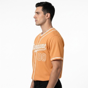 Custom Men's Orange Baseball Jersey <b>Short</b> Sleeve <b>Mesh</b> Breathable Button Front Team Name Print Regular Fit All Seasons Apparel - Product Image 3