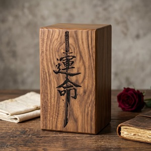 Urne funéraire en bois personnalisée, écologique et durable, pour souvenir de sabre de samouraï, hommage funéraire, 200-220 pouces cubes - Product Image 4