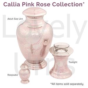Urna Funeraria de Metal Estilo Florero Plateado Callia Rosa para Cenizas Humanas con Grabado Floral y Detalles Rosados, Fabricación OEM ODM - Product Image 2