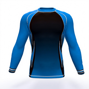 New Design Long Sleeve Rash Guard Black Sublimation Print Quick Dry <b>Compression</b> Sport Top Full Sleeve Polyester Spandex Adult - Product Image 4