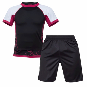 ชุดออกกำลังกายมวยสำหรับผู้ชาย เสื้อและกางเกงรัดรูปพิมพ์ลายระบายอากาศได้ดี ผ้าฝ้าย 100% แขนยาว ชุดกีฬาขาสั้น - Product Image 1