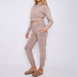 Survêtement oversize zippé pour femme, effet délavé, nouvelle collection, imprimé écoresponsable, avec service OEM – Meilleures ventes - Product Image 4