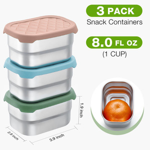 Boîtes repas en acier inoxydable 304 avec couvercles en silicone pour le stockage en gros des aliments, ensembles de contenants hermétiques carrés pour repas - Product Image 3