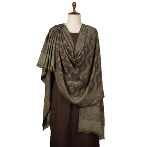 Chal Acrílico para Mujer, Marrón y Verde con Patrón Geométrico, Cálido, Suave y Ligero, Bufanda Étnica para Uso Diario en Invierno - Product Image 2