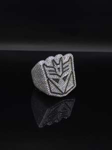 Custom Black White Deception <b>Ring</b> 925 Silver Round Lab Grown Diamond Iced Out Hip Hop <b>Statement</b> <b>Ring</b> Pass Diamond VVS1 Jewelry - Product Image 2