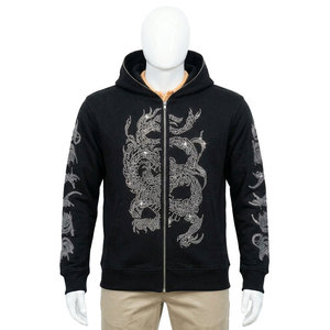 Sweat à capuche en molleton noir pour homme avec motif à pois en strass scintillants, tissu respirant, coupe classique, vêtement décontracté pour l'automne - Product Image 1