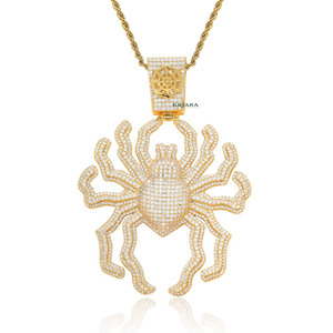 Colgante de Araña Chapado en Oro de Plata 925 con Incrustaciones de Moissanita, Estilo Hip Hop, para Uso Diario - Regalo Unisex - Product Image 1