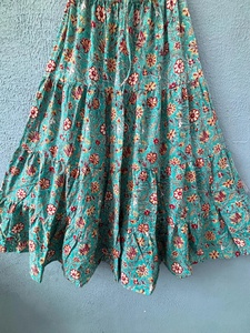 Embrace effortless bohemian charm with this teal <b>floral</b> tiered <b>long</b> <b>skirt</b> Crafted from soft breathable fabric - Product Image 4