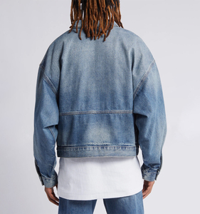 Mens Vintage <b>Denim</b> <b>Jacket</b> Trendy Casual Outerwear Street Style Fashion <b>Lightweight</b> Daily Wear Coat with Front Logo Winter - Product Image 5