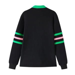 Cardigan en polaire noir AKA, coupe unisexe, noir, vert, rose, boutons sur le devant, veste décontractée de style universitaire de qualité supérieure - Product Image 2
