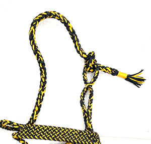 High Quality Braided PP Horse <b>Halter</b> with Matching Lead Rope Set and Horse Rugs-Black & Gold Equestrian Tack - Product Image 1