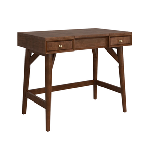 Modern Solid Wood Writing <b>Desk</b> with Drawers Mid Century Home Office Study Table Walnut Finish Wooden <b>Work</b> <b>Desk</b> - Product Image 3