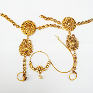 Luxury Trendy Gold Plated Certified Crystal Rhinestone Kundan Bridal Necklace Earring Set Traditional Indian Engagement Party - Product Image 5