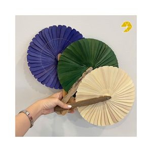 พัดทำมือจากใบปาล์มและไม้ไผ่  งานฝีมือจากเมืองโฮจิมินห์  งานฝีมือจากฟางธรรมชาติสำหรับตกแต่งงานแต่งงานและงานเทศกาล - Product Image 2