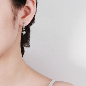 Moissanite Diamond Star Moon Drop <b>Earrings</b> 925 <b>Silver</b> Hoop Dangle Sparkling Elegant Jewelry Gift for Women Daily Wear - Product Image 6