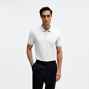 Polo de Punto para Hombre, Color Sólido, Manga Corta, Transpirable, Estilo Casual, Corte Regular, Tela de Algodón Roja - Product Image 5