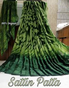 Sari en satin léger pur pour femme, longueur 6,30 mètres, fabriqué en Inde, en stock - Product Image 3