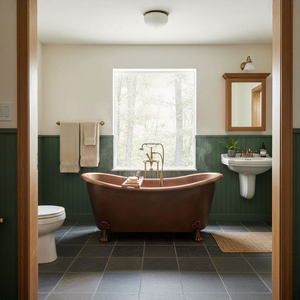 Bañera de lujo independiente de cobre martillado con patas de tigre y doble orificio para hotel, resort, spa, villa y diseño de interiores - Product Image 4