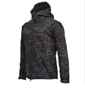Chaqueta de Forro Polar con Capucha para Hombre, Cortavientos, Color Sólido, Cierre de Cremallera, Ropa Casual para Exteriores, Verde Oliva, Caqui, Negro - Product Image 5