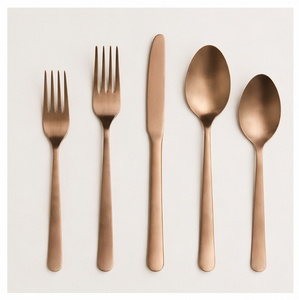 Matte Rose Gold Cutlery Set Stainless Steel Flatware Set for Wedding & Hotel Modern Satin Finish Knife Fork <b>Spoon</b> Silverware - Product Image 1