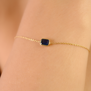 14K <b>Solid</b> <b>Gold</b> Vintage Sapphire <b>Bangle</b> Bracelet-Thanksgiving Gift - Product Image 1