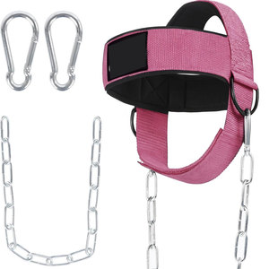 Pink Oxford Fabric Neck Harness with Chain and Carabiners for <b>Boxing</b> Training Adjustable Protective Gear Unisex Adult Use - Product Image 1