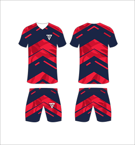 Custom Sublimated Blue Geometric <b>Soccer</b> Jersey Set Men V-Neck Short Sleeve Moisture Wicking Athletic Fit All Seasons - Product Image 3