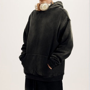 Sudadera con Capucha Oversize para Hombre, Estilo Y2K, Gris Oscuro, Lavado Mineral Vintage, 500 GSM, Venta al Por Mayor Personalizada - Product Image 2