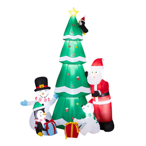 Decorazione Natalizia Gonfiabile in PVC Illuminata da 2,3 m, Divertente Babbo Natale e Pupazzo di Neve, Decorazioni da Giardino, Albero di Natale - Product Image 1