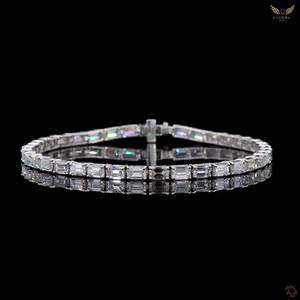 Pulsera de Diamantes Cultivados en Laboratorio de 9k, Corte Esmeralda, Oro Blanco, Eternidad Completa, con Diamantes Baguette para Mujer - Product Image 1