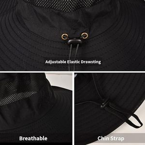 Chapeau de soleil unisexe à large bord avec sangle réglable, maille respirante, couleur unie, pour la plage, l'été, décontracté, pour adultes - Product Image 4