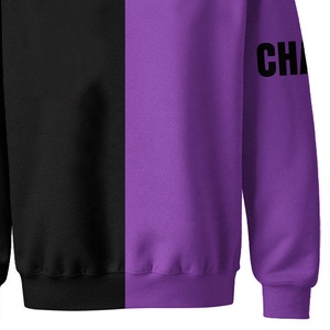 Sudadera de cuello redondo para hombre, en negro y morado con bloques de color, corte regular, estilo casual, tejida, con estampado por transferencia térmica. - Product Image 5