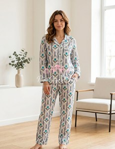 Artisanal Hand Block Printed Cotton Pajama Set Elegant Floral Mughal Motif Summer Nightwear Soft Breathable Quick Dry Sleepwear - Product Image 5