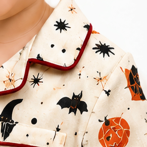 Conjunto de Pijama de Halloween para Bebés Unisex al por Mayor, Mono de Manga Larga con Estampado de Sombrero de Bruja, Telaraña y Calabaza - Product Image 4