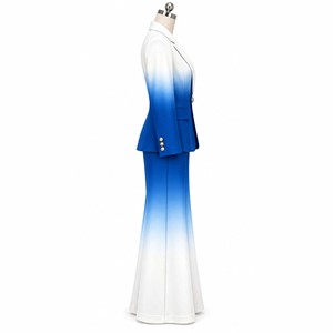 Women Gradient Color High Quality Breathable Suit Set Full Length <b>Pants</b> Turn-<b>down</b> Collar Elegant Design Regular Fit Spring Wear - Product Image 2