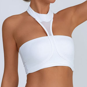 Women's Lightweight Quick-Drying Compression Yoga <b>Bra</b> Free Size Fitness Running Gym Soft Stretchy Breathable Mesh Insert <b>Halter</b> - Product Image 5