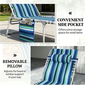 Set di 2 Sedie Pieghevoli da Spiaggia con Strisce Blu per Prendere il Sole all'Aperto - Product Image 3