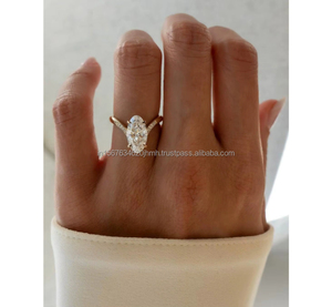 Anillo de compromiso/boda de diamante cultivado en laboratorio de corte ovalado para mujer, diamante amarillo dorado de 14 quilates, estilo Vintage, certificado IGI para - Product Image 2