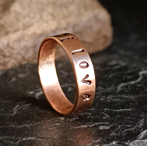 Bague de thérapie en cuivre pur de haute qualité, motif lettre d'amour estampée, pour la bioénergie et la guérison, vente en gros - Product Image 6