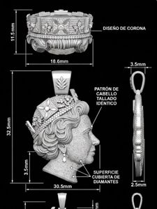 925 <b>Silver</b> Moissanite Queen Head Pendant Gold Plated Pave Portrait <b>Charm</b> Hip Hop Party Jewelry - Product Image 4