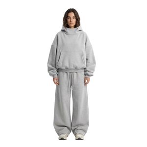 <b>Women</b> Oversized Hoodie Sweatpants Set 400 GSM Cotton Fleece Drop Shoulder <b>Baggy</b> Fit Sweatsuit - Product Image 4