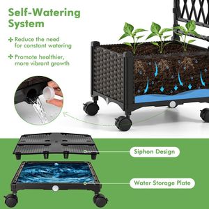 Jardinière auto-arrosante de 1,5 m avec treillis et toit pour jardin et usage intérieur - Product Image 6